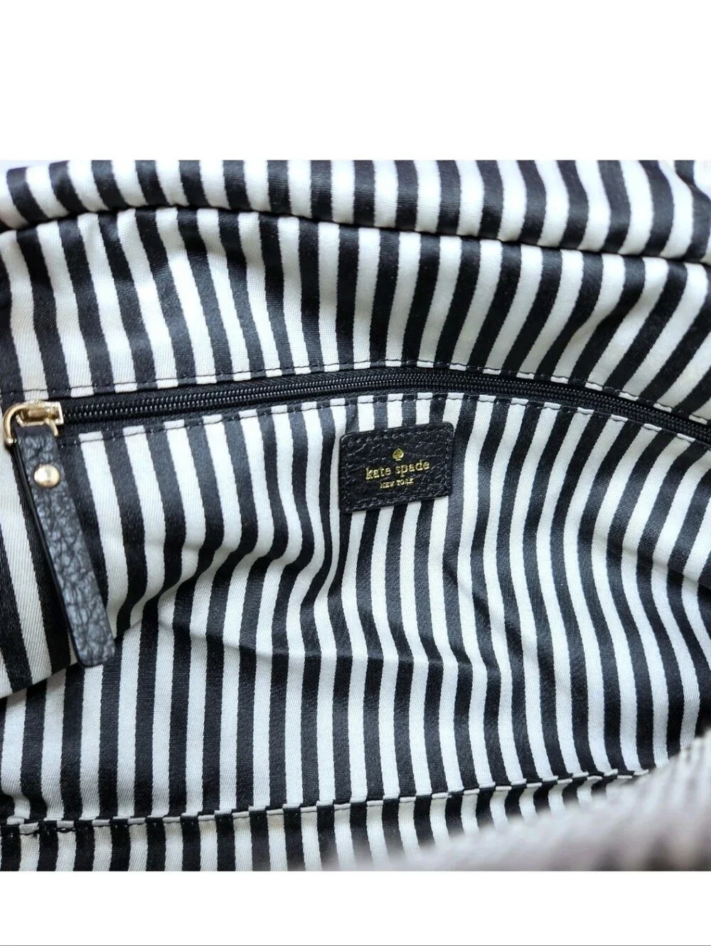 KATE SPADE Stevie Southport Ave Large Satchel Tote Black Leather Gray Canvas